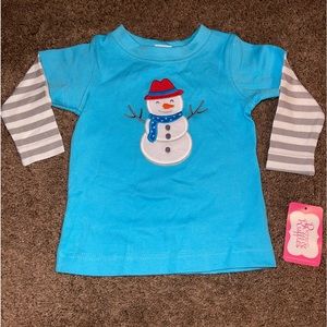RicRac & Ruffles Boys Snowman Shirt Size 12 Months New With Tags